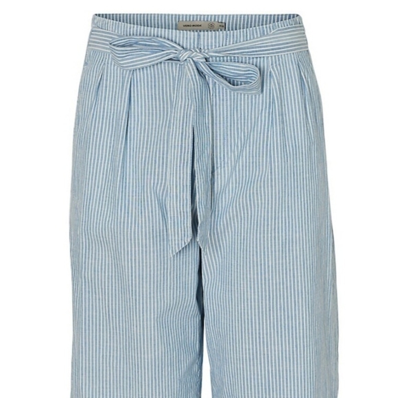 VERO MODAMia High-Rise Loose Chambray Stripe Pants - Picture 1 of 8